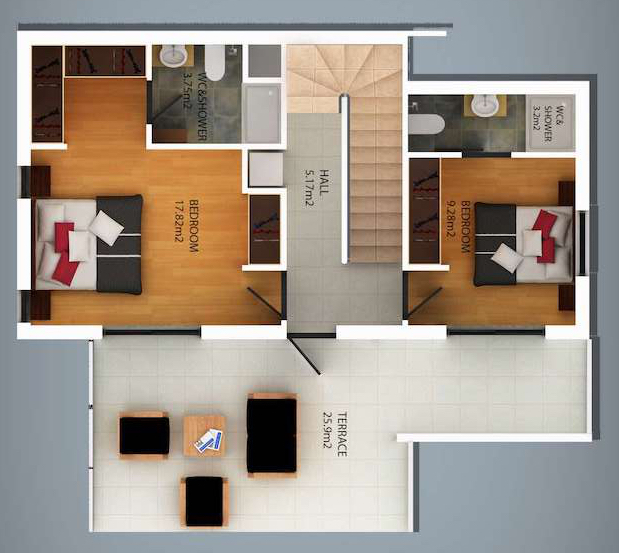 Karsiyaka Modern Luxury Seaview Villa 2 Bed First Floor Plan