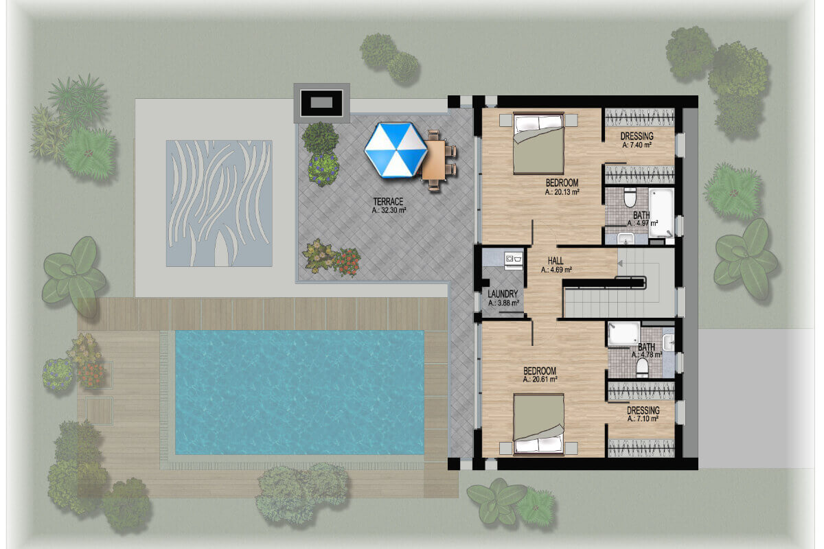 Beachfront Ultra-Modern Seaview villa First Floor Plan