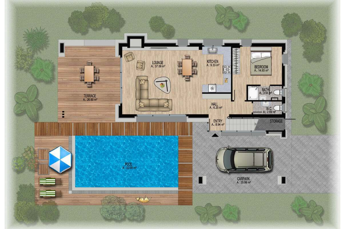 Beachfront Ultra-Modern Seaview villa Ground Floor Plan