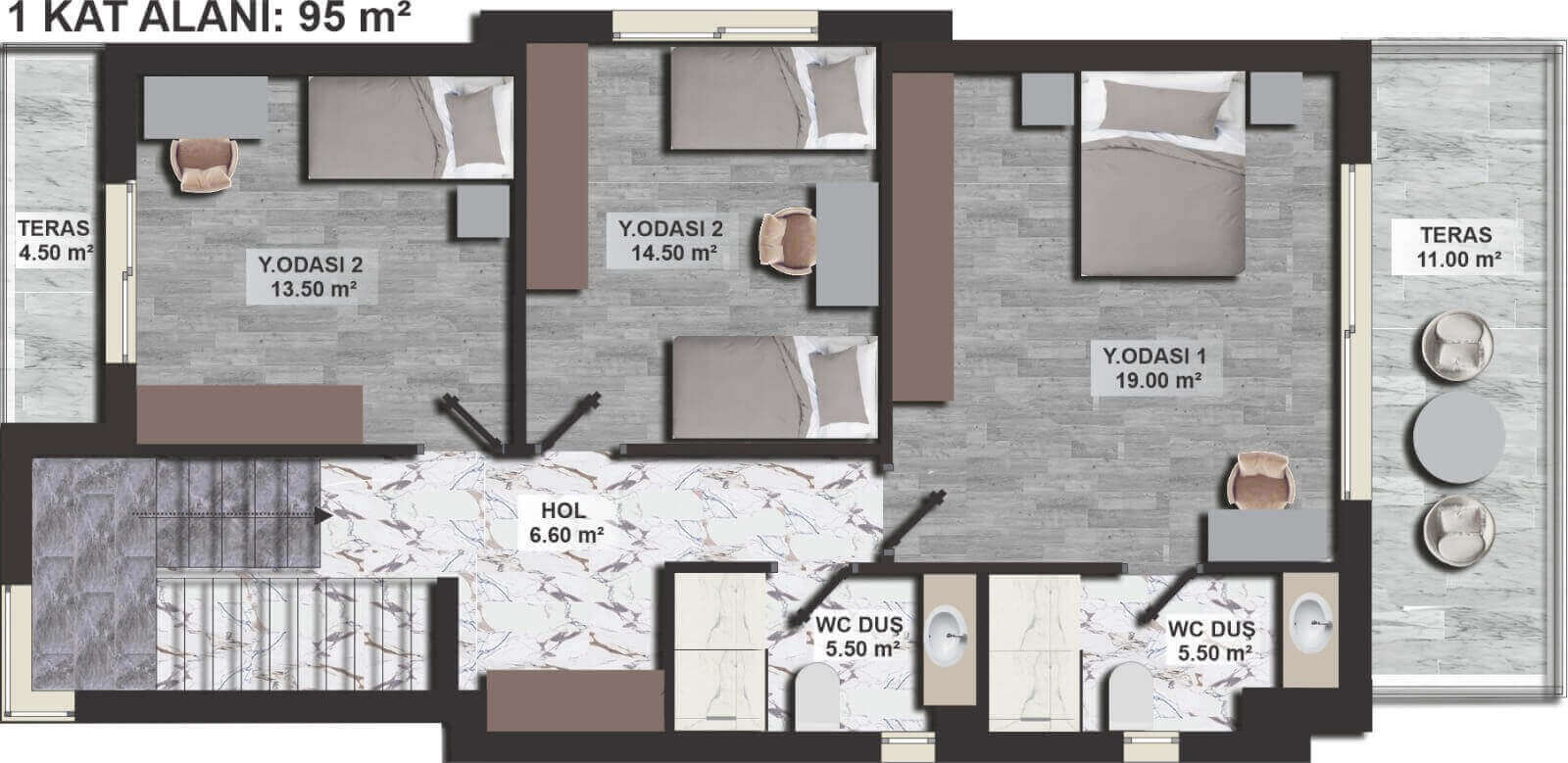 Catalkoy Town Ultra- Modern Villa 3 Bed First Floor Plan