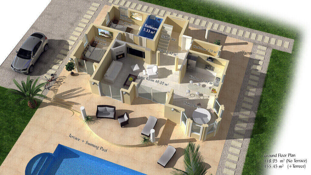 Karsiyaka Luxury Beach Villa Ground Floor Plan