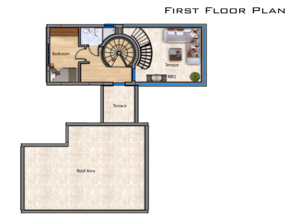 Karsiyaka Ultra-Modern Sea View Villa 3 Bed First Floor Plan