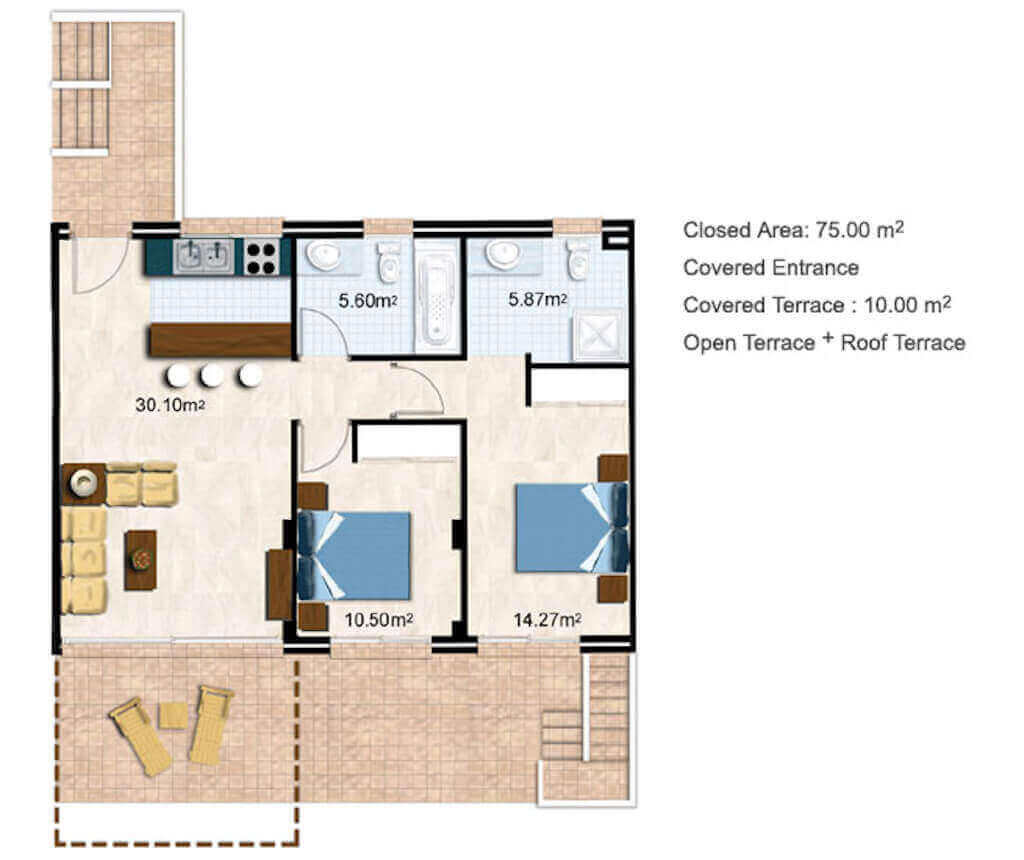 Seaterra Marina Penthouse 2 Bed Floor Plan