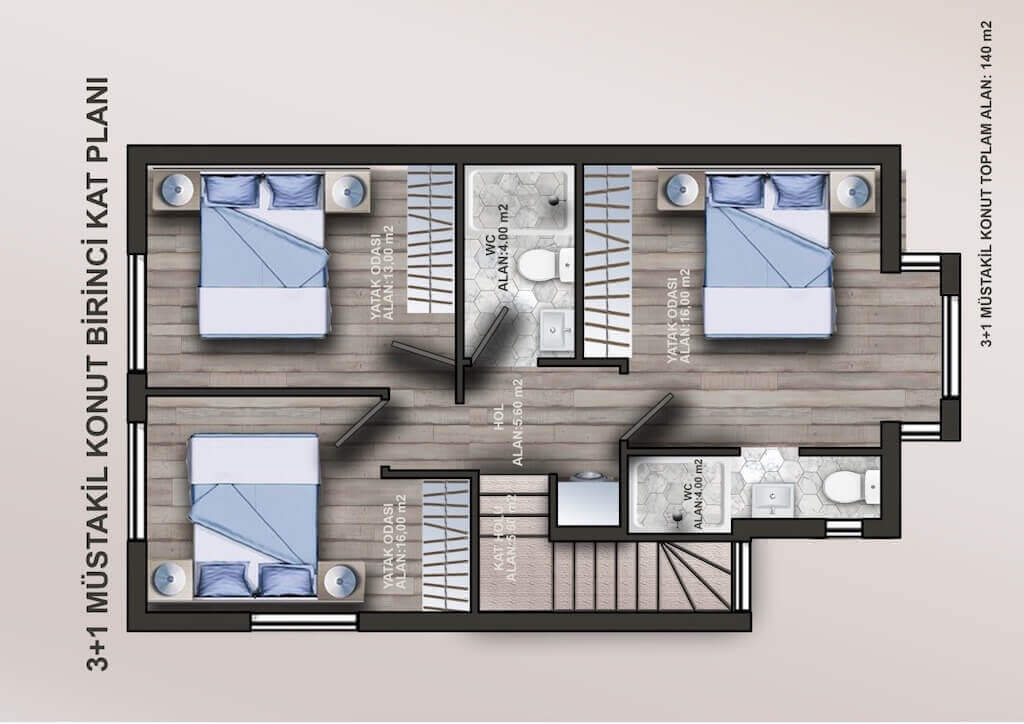 Lapta Marina Town Houses 3 Bed First Floor Plan
