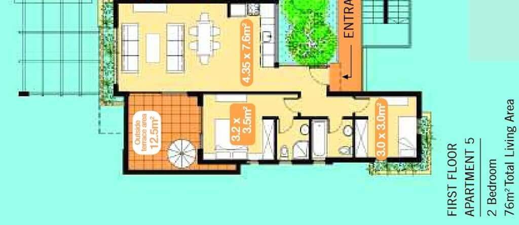 Esentepe Turtle Beach & Golf Seaview Penthouse 2 Bed First Floor Plan