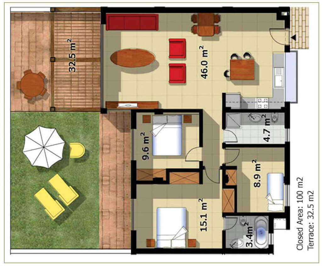 Tatlisu Bay Garden Apartment 3 Bed Floor PlanTatlisu Bay Garden Apartment 3 Bed Floor Plan
