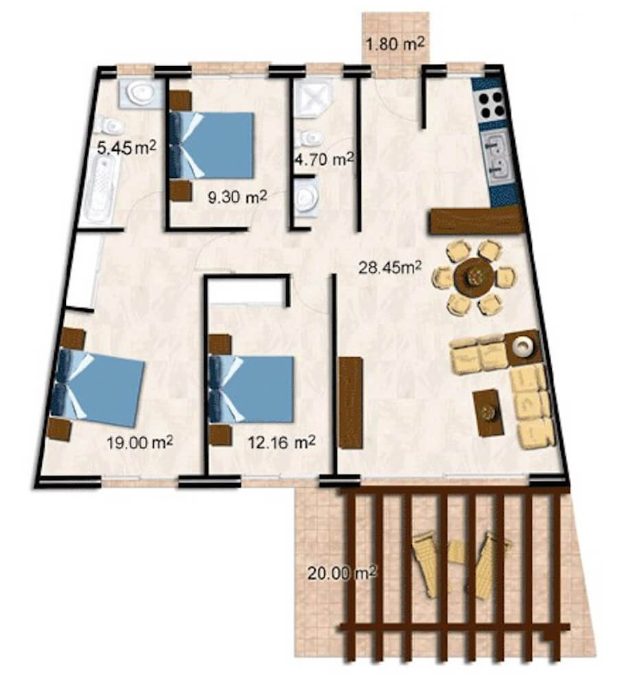 Esentepe-Seaview-Garden-Apartment-3-Bed-Floor-Plan
