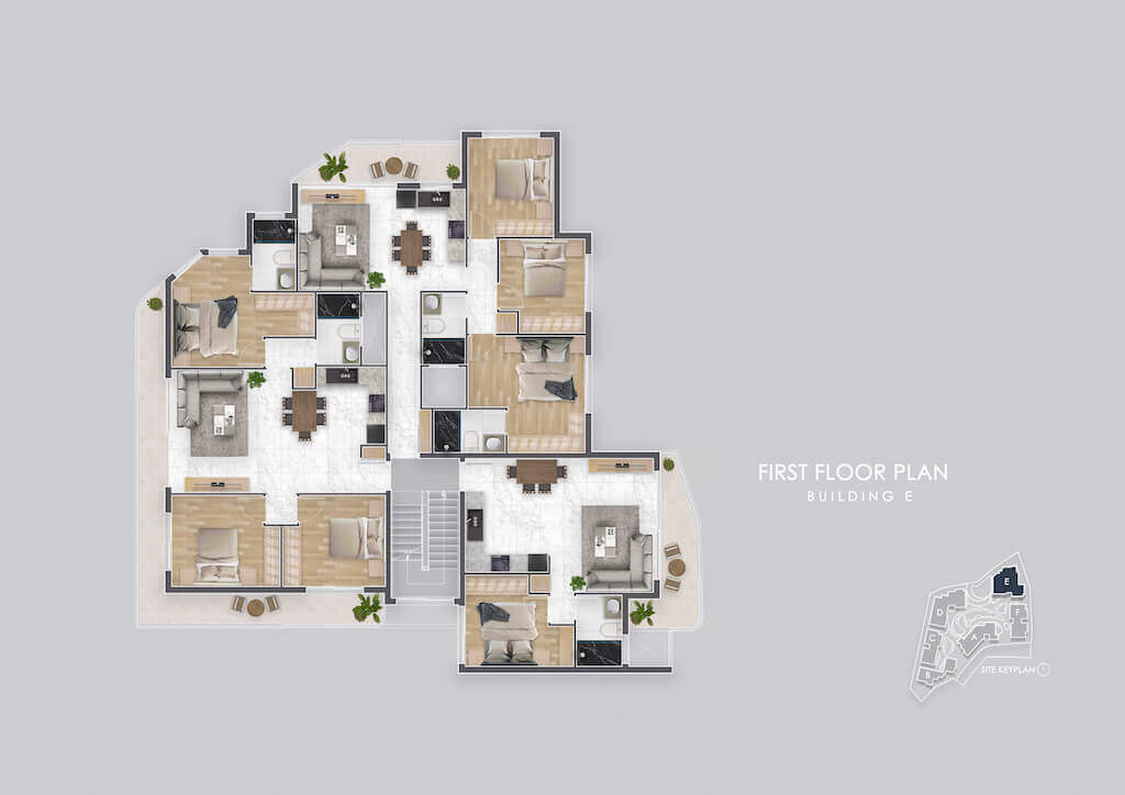 Lapta Seaview Modern Apartment 2 Bed First Floor Plan
