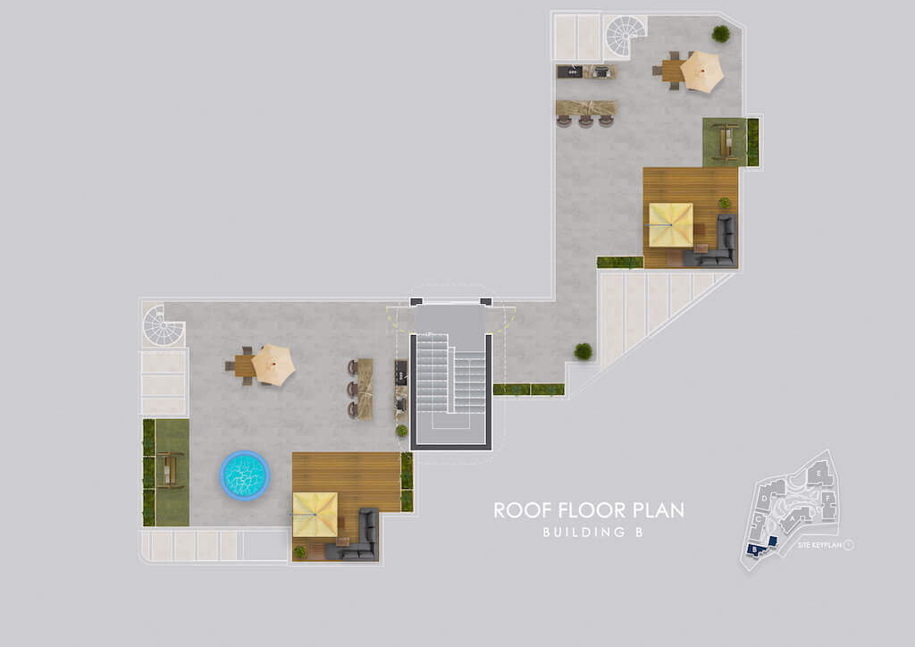Lapta Seaview Modern Penthouse 2 Bed Roof Floor Plan 