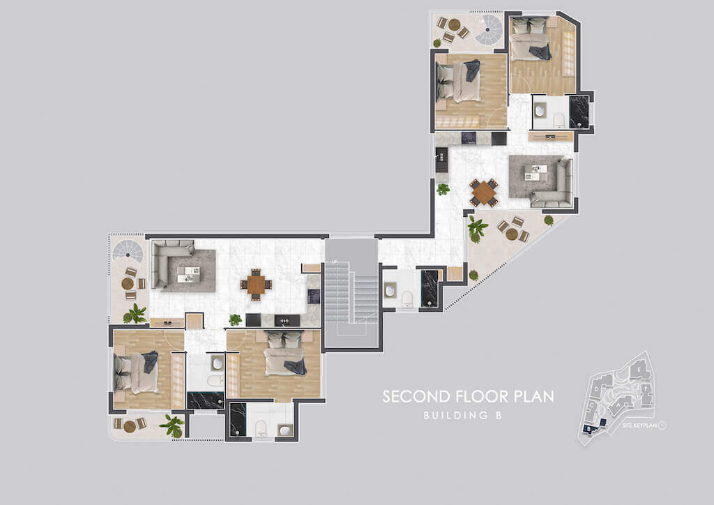 Lapta Seaview Modern Penthouse 2 Bed Second Floor Plan 